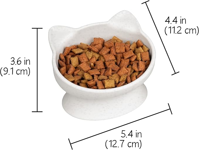 Cat Ear Raised Pet Bowl – Tilted Anti-Vomit Design, Eco-Friendly Material, Ideal for Small Dogs & Cats