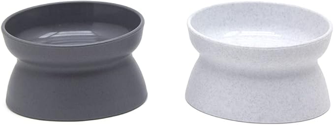 Raised Pet Bowls (Set of 2) – Non-Slip Ergonomic Food & Water Bowls for Cats and Small Dogs, 5.38 x 3.25 x 4 Inches