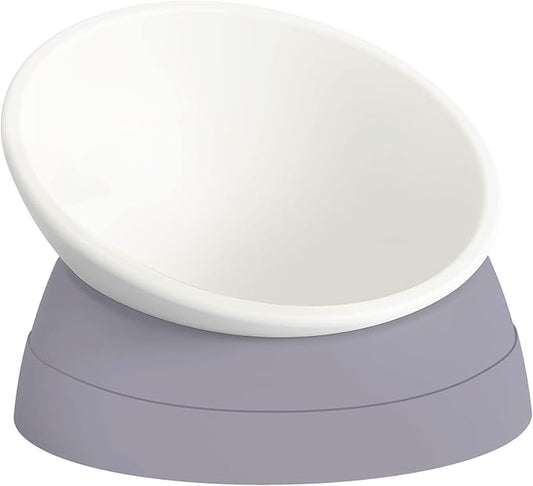 Elevated Cat Food Bowl - Adjustable, Anti-Slip & Anti-Noise, Protects Pet's Spine, Thickened Plastic, 17 Oz