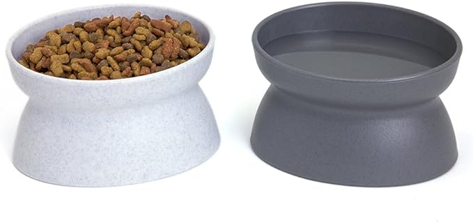 Raised Pet Bowls (Set of 2) – Non-Slip Ergonomic Food & Water Bowls for Cats and Small Dogs, 5.38 x 3.25 x 4 Inches