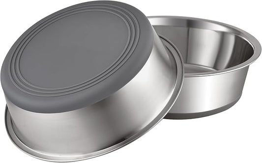 Stainless Steel Pet Bowls (Set of 2) – 5.6" Non-Slip Feeding Bowls for Cats & Small Dogs