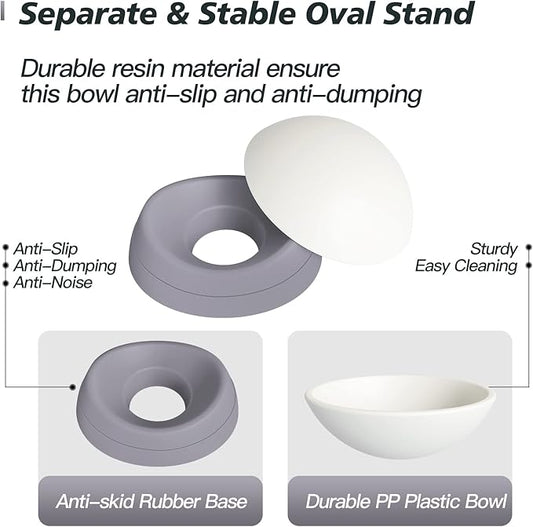 Elevated Cat Food Bowl - Adjustable, Anti-Slip & Anti-Noise, Protects Pet's Spine, Thickened Plastic, 17 Oz