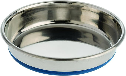 Our Pets Stainless Steel Non-Slip (Cat Food Bowl or Water Bowl) (Holds up to 1 Cup of Wet or Dry Food) Easy to Clean