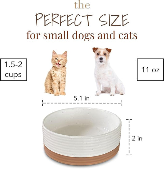 Ceramic Pet Bowl Size Small - Food/Water Dish for Puppy Dogs, Cats, Guinea Pig, Rabbit, Hamster, Snake, ect. 11oz or 2 Cups - Basic Bowls for Your Dog or Cat, Mix and Match for a Set