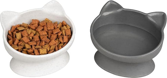 Cat Ear Raised Pet Bowl – Tilted Anti-Vomit Design, Eco-Friendly Material, Ideal for Small Dogs & Cats