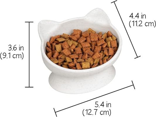 Cat Ear Raised Pet Bowl – Tilted Anti-Vomit Design, Eco-Friendly Material, Ideal for Small Dogs & Cats