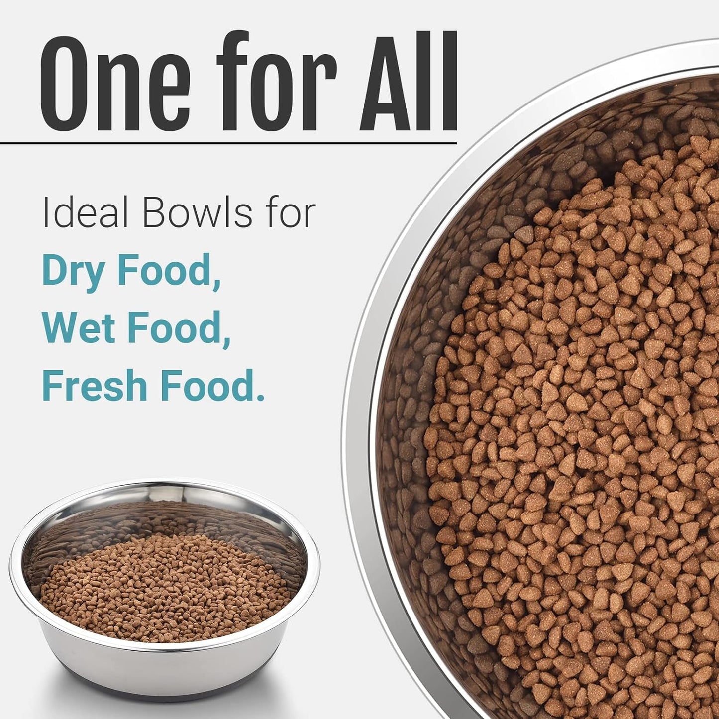 Stainless Steel Pet Bowls (Set of 2) – 5.6" Non-Slip Feeding Bowls for Cats & Small Dogs