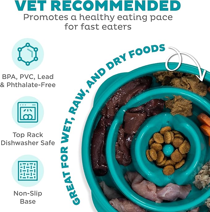 Anti-Gulping Slow Feeder Dog Bowl – Spiral Maze Design, Non-Slip Base, Ideal for Small and Medium Pets